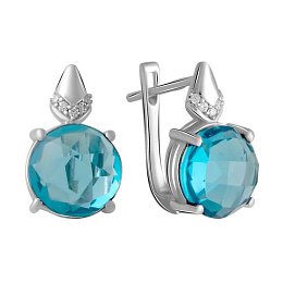 Silver earrings with topaz London Blue 5.91ct