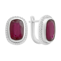Срібні сережки з рубіном 12.095ct