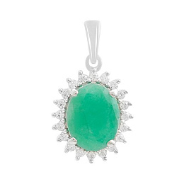 Серебряная подвеска с изумрудом 2.699ct, фианитами