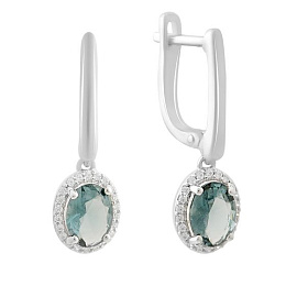 Серебряные серьги с топазом Лондон Блю 2.063ct, фианитами