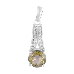 Срібна підвіска з цитрином nano 1.8ct, фіанітами