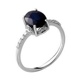 Silver ring with a sapphire