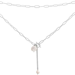 Серебряное колье с жемчугом барочным