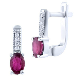 Серебряные серьги с рубином 1.296ct
