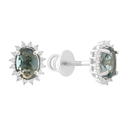 Серебряные серьги с топазом Лондон Блю 1.456ct