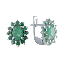 Серебряные серьги с изумрудом 2.608ct