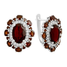 Серебряные серьги с гранатом nano 10.755ct, гранатом