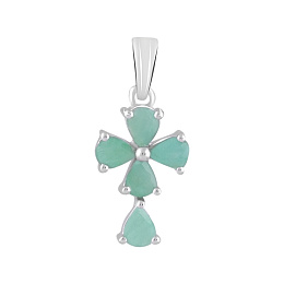 Серебряный крестик с изумрудом 1.385ct