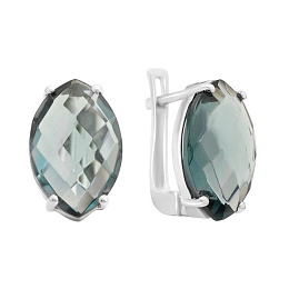 Серебряные серьги с топазом Лондон Блю 9.68ct