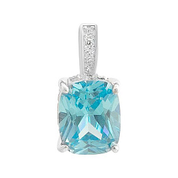 Silver pendant with a topaz and cubic zirconia