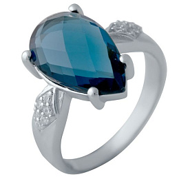 Серебряное кольцо с топазом Лондон Блю 4.372ct