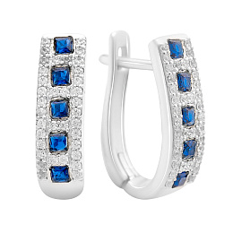 Silver earrings with nano sapphire 1.187ct