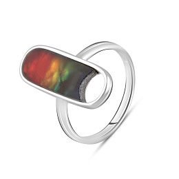 Silver ring with ammolite