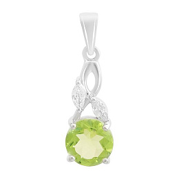 Silver pendant with a 1.233-carat chrysolite and cubic zirconia