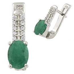 Серебряные серьги с изумрудом 1.767ct