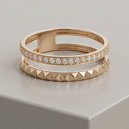 Gold ring with 0.106 ct cubic zirconia