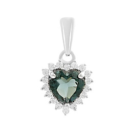 Серебряная подвеска с топазом Лондон Блю 0.945ct, фианитами