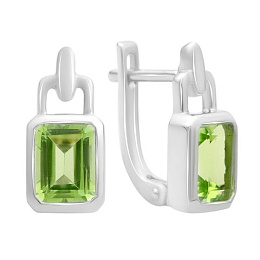 Silver earrings with chrysolite, 2.721 ct