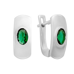 Silver earrings with emerald nano 0.692ct