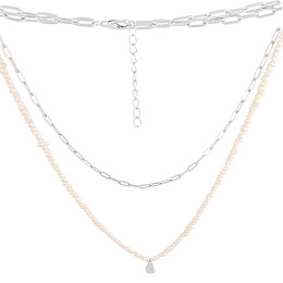 Silver necklace with baroque pearls