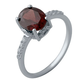 Silver ring with a 2.643-carat garnet