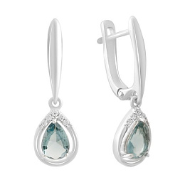 Серебряные серьги с топазом Лондон Блю 1.11ct