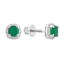 Срібні сережки з агатом 1.452ct, фіанітами
