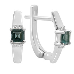 Срібні сережки з топазом «Лондон Блю» 0,739 карата, фіанітами