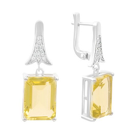 Sterling silver earrings with 14.763ct green quartz, fianites