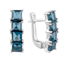Silver Earrings with London Blue Topaz, 2.442 ct
