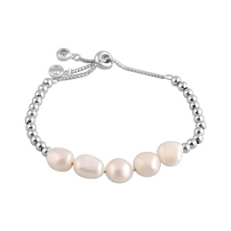 Silver bracelet with baroque pearls