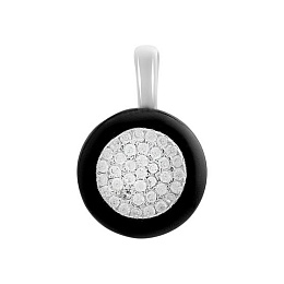 Серебряная подвеска с ониксом, фианитами