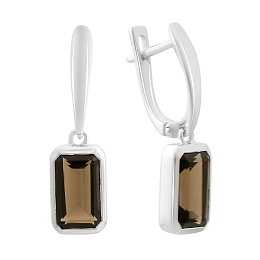 Серебряные серьги с раухтопазом (дымчатым кварцем) 3.62ct
