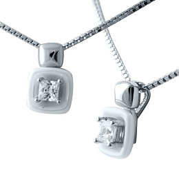 Silver necklace with ceramic and cubic zirconia