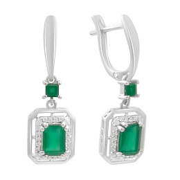 Серебряные серьги с агатом 2.617ct, фианитами