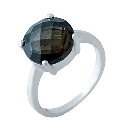 Silver ring with smoky quartz (2.583 carats)
