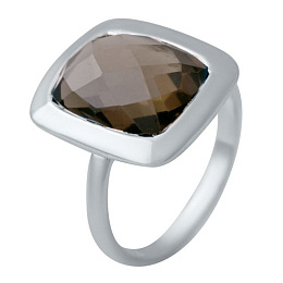 Silver ring with smoky quartz (5.528 carats)