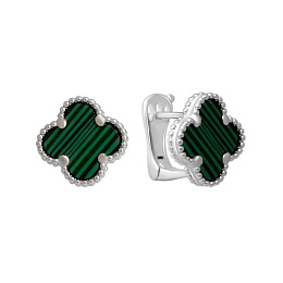 Silver earrings with malachite