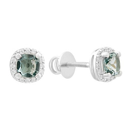 Серебряные серьги с топазом Лондон Блю 1.377ct, фианитами