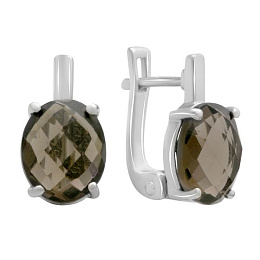 Серебряные серьги с раухтопазом (дымчатым кварцем) 4.935ct