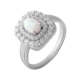 Silver ring with opal