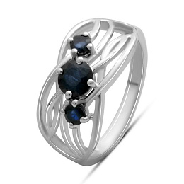 Silver ring with sapphire 0.938ct