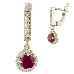 Серебряные серьги с рубином 2.091ct