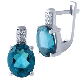 Серебряные серьги с топазом Лондон Блю 3.932ct