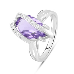 Silver ring with a 4.187-carat amethyst