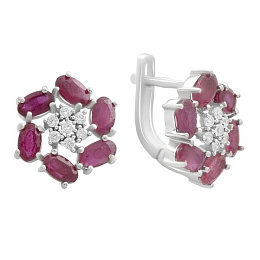 Серебряные серьги с рубином 4.27ct