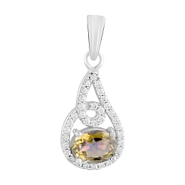 Срібна підвіска з цитрином nano 1.6ct, фіанітами