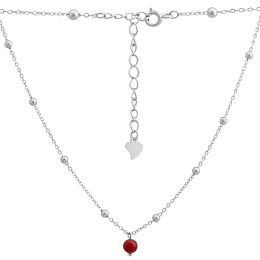 Silver necklace with coral