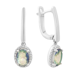 Серебряные серьги с мистик топазом 2.213ct, фианитами