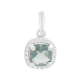 Срібна підвіска з топазом Лондон Блю 1.062ct, фіанітами